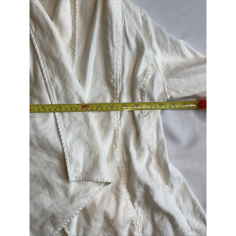 Not Your Daughters Jeans Linen Jacket Small White Waterfall Draped Open Coastal - Picture 3 of 9